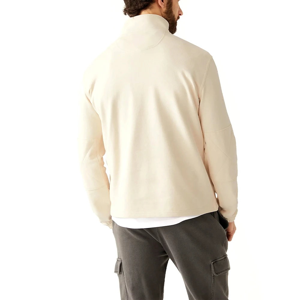 100% Cotton Long Sleeve Men Blank Sweater Half Zip Cotton Street Funnel Neck Boys Autumn Comfy Sweatshirt