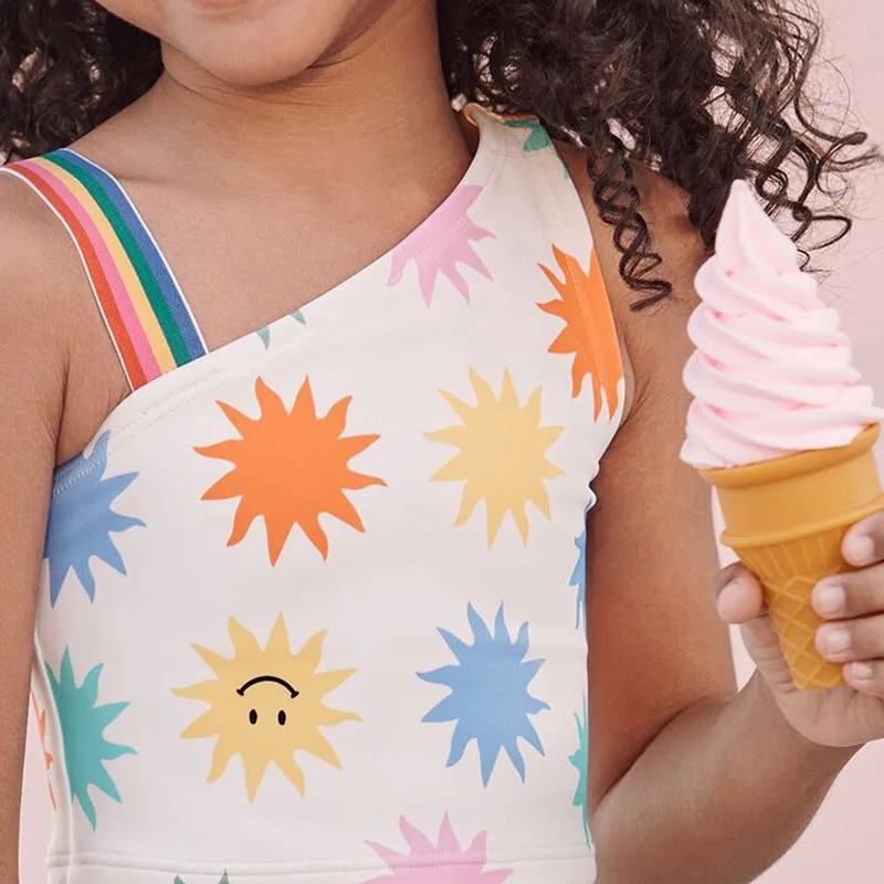 Wholesale Kids Swimwear Classic Long sleeves Swimwear With Custom Printing Children One-piece Swimwear