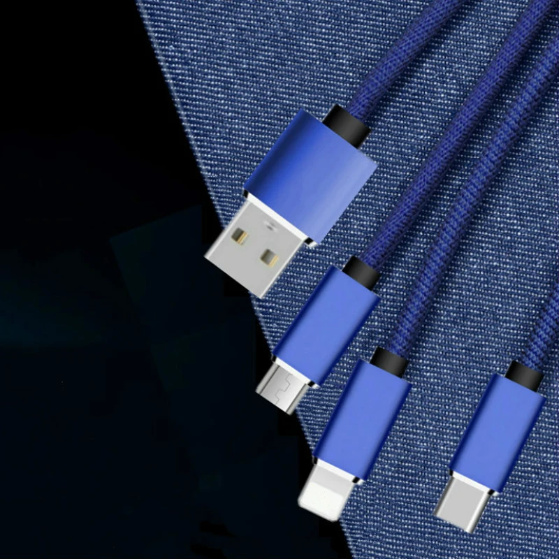 
weave braided hot sale competitive price 2.4A micro 8 pin type c fast charging for iPhone smart phone 3 in 1 usb cable charger 