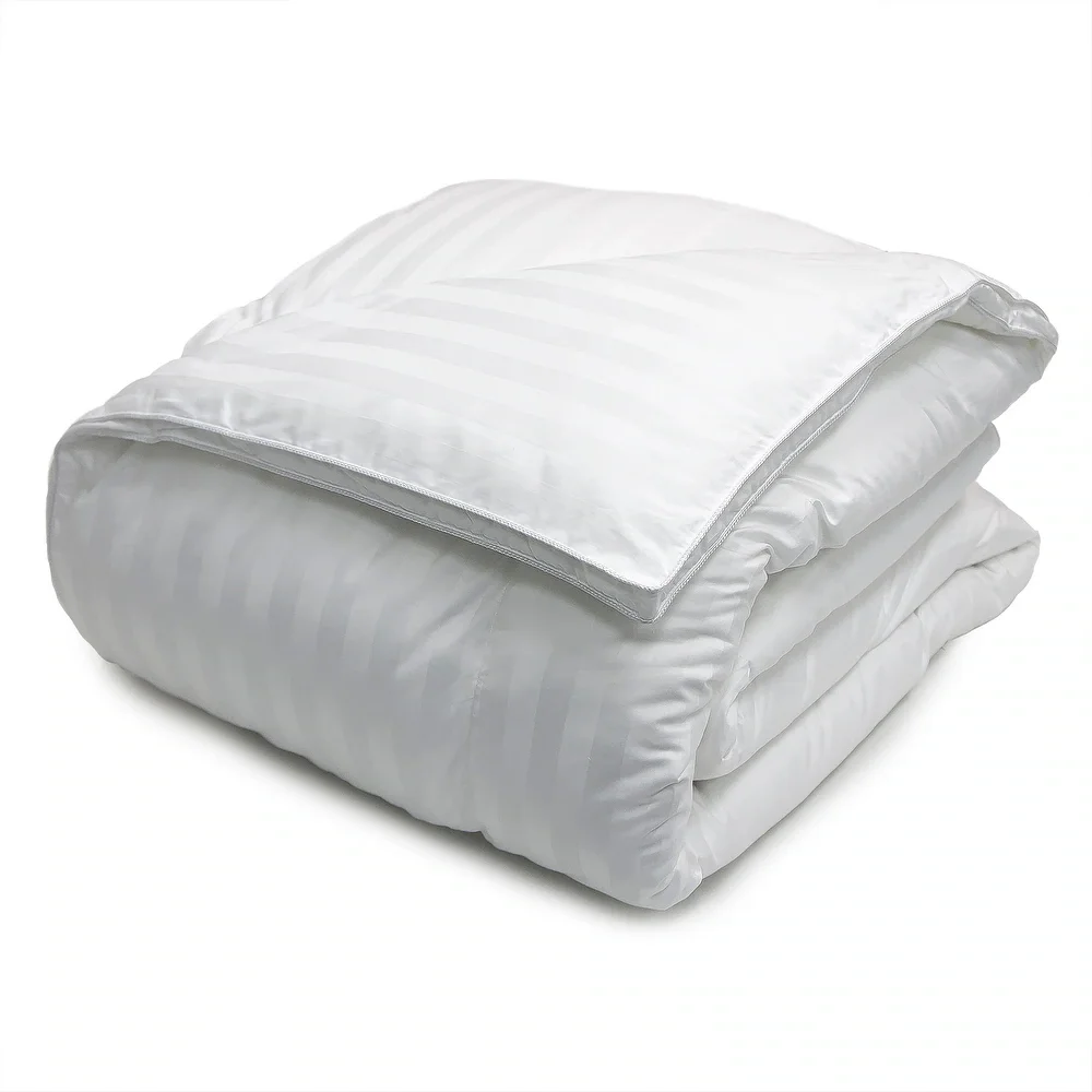 Super Soft Medium Warmth Duvet Insert With White Stripe 100% Cotton Shell Filling Goose Down Feather Comforter For All Season