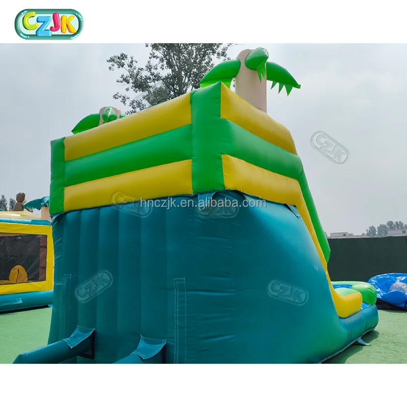 In Stock Moonwalk Commercial Mini Small Palm Tree Tropical Coconut Inflatable Water and Dry Slide for Party