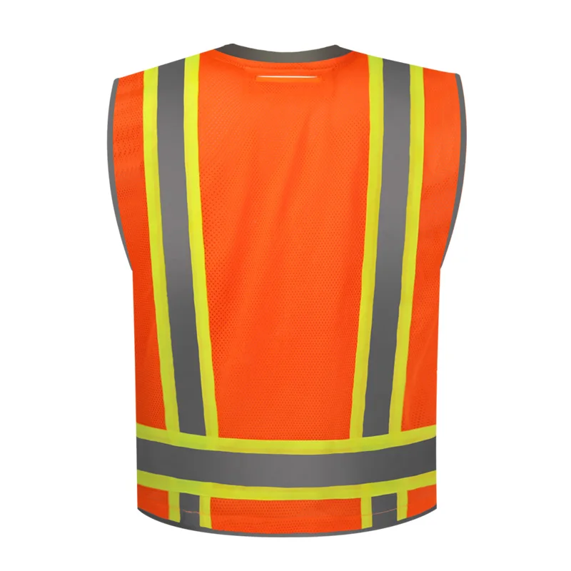 High Visible Reflective Stripe Safety Vest Orange Color Customized Logo