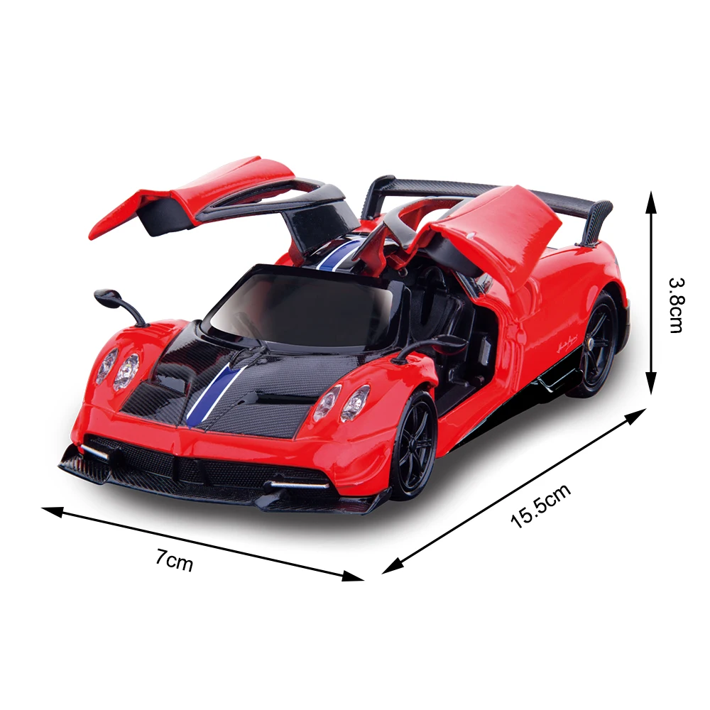 1:30 Die-cast Pull Back Model Alloy Toy Car with Light and Sound Pagani HuayraBC with Openable Door