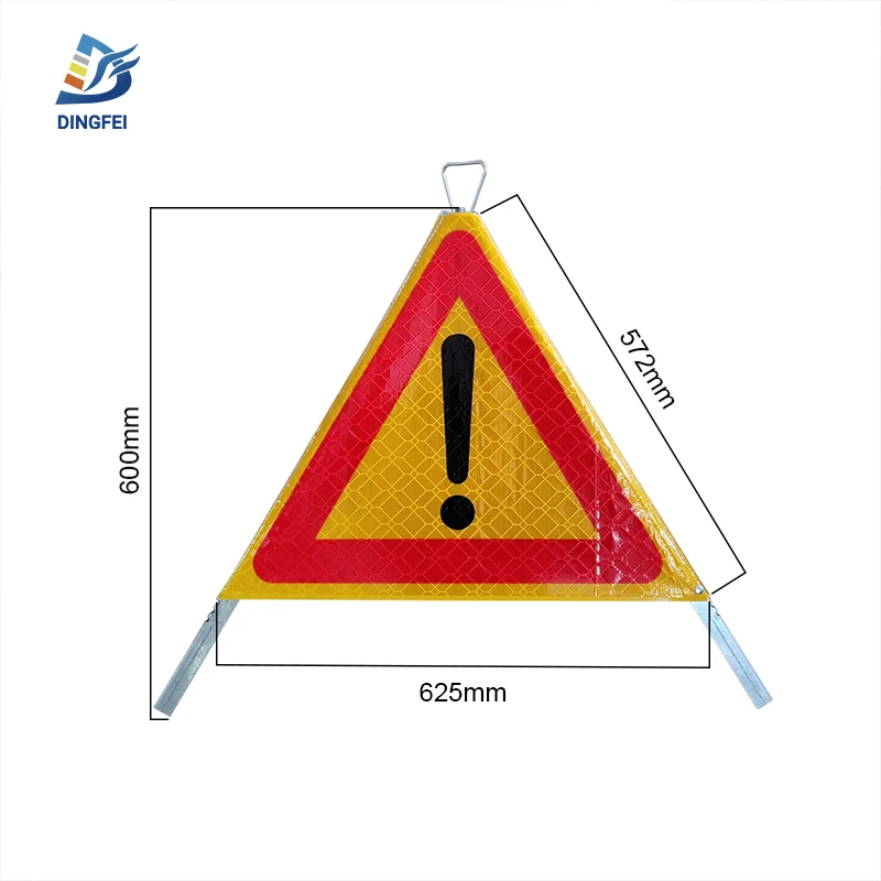 Portable Reflective Tripod Warning Sign Yellow Version of The Norwegian Road Sign Roll Up Road Sign