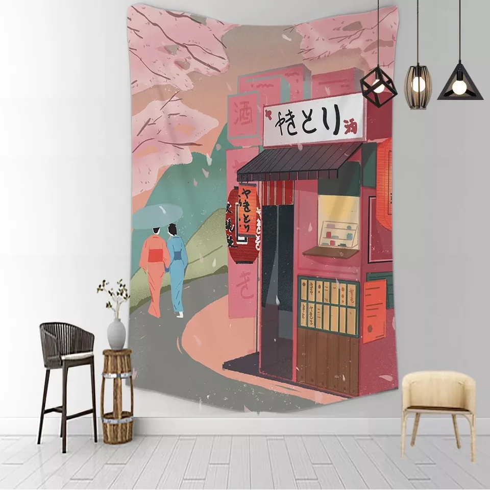 ins household goods background cloth tapestry Japanese style wall hanging beach mat hanging cloth