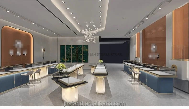 Luxury Jewelry Display Case Neck Model Jewelry and Gold Shop Free 3D Interior Design Earrings Display Stand Professional Design