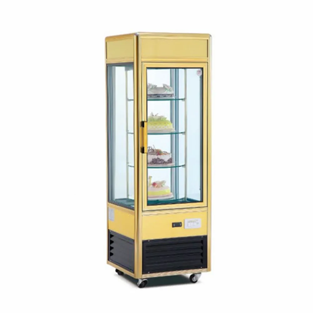 Inside Led Light Cake Bakery Showcase Four Sides Glass Display Cooler Freezer Refrigerators Fridge With Sliding Door