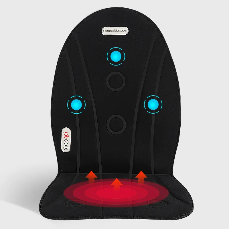 Vibration car seat massage cushion with heating, 3D shiatsu seat cushion back massager, massage cushion for car (1600124255105)