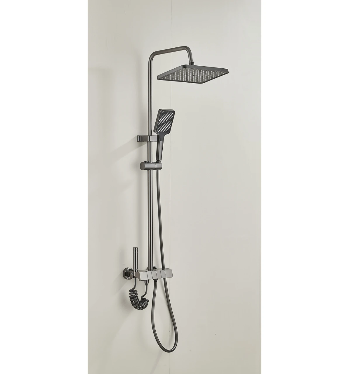Hotel Bathroom Hot And Cold Shower Head Gun Gray Shower Set Aluminum Rainfall Bath Shower Mixer