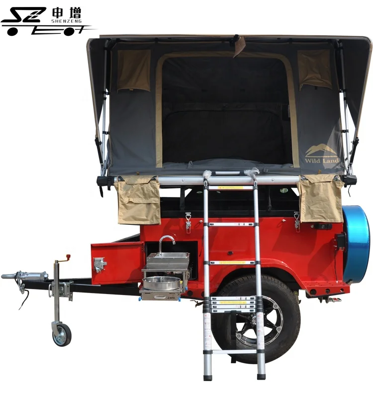 offroad travel trailer car camper trailer with tent