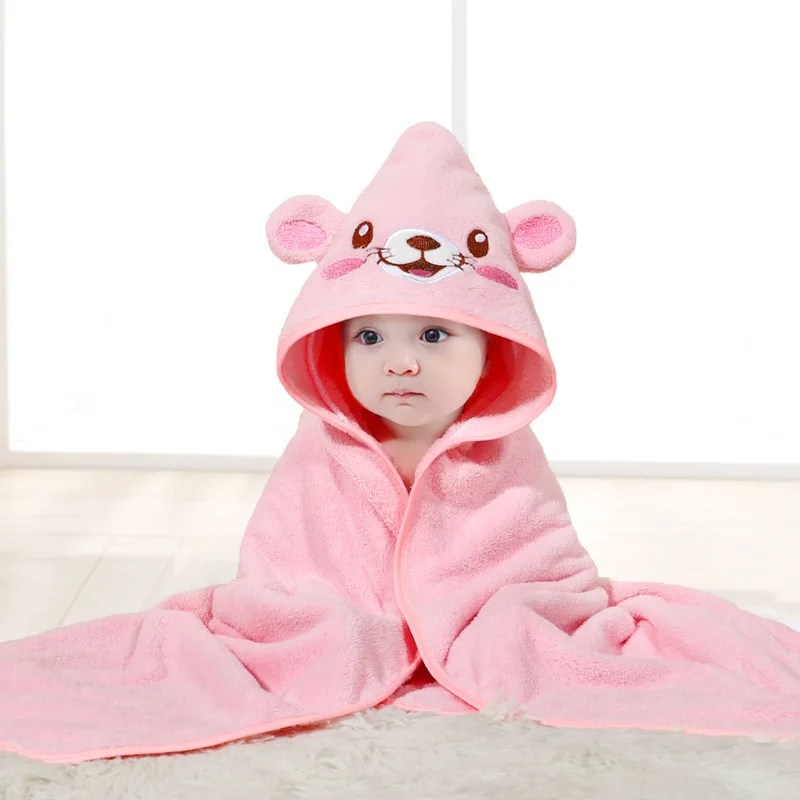 Eco-friendly velvet baby hooded bath towel, newborn wrap bath towel , cute cartoon absorbent bath hooded towels