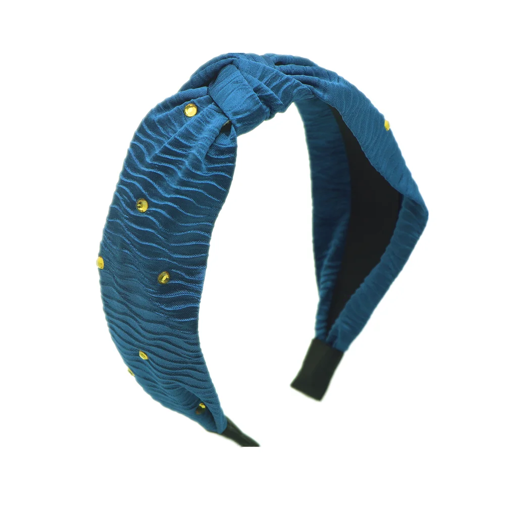 High Quality Wholesale Glammed Shiny Pink Top Knot Headbands Rhinestone Diamond Head Band Headbands For Women White