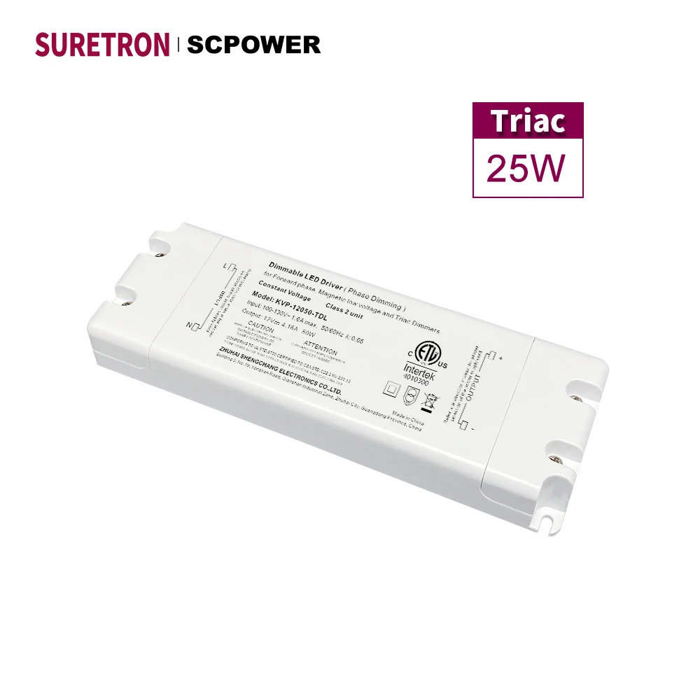 ETL cETL PWM outputs 25w 12v 24v constant voltage  triac dimmable led driver for LED Strip Electrical Parts Mirror Backlighting