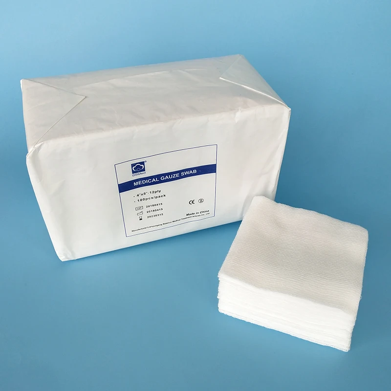 High Quality gauze dressing gauze sponge compress gauze swabs pads 4ply, 8ply, 12ply, 16ply, 24ply
