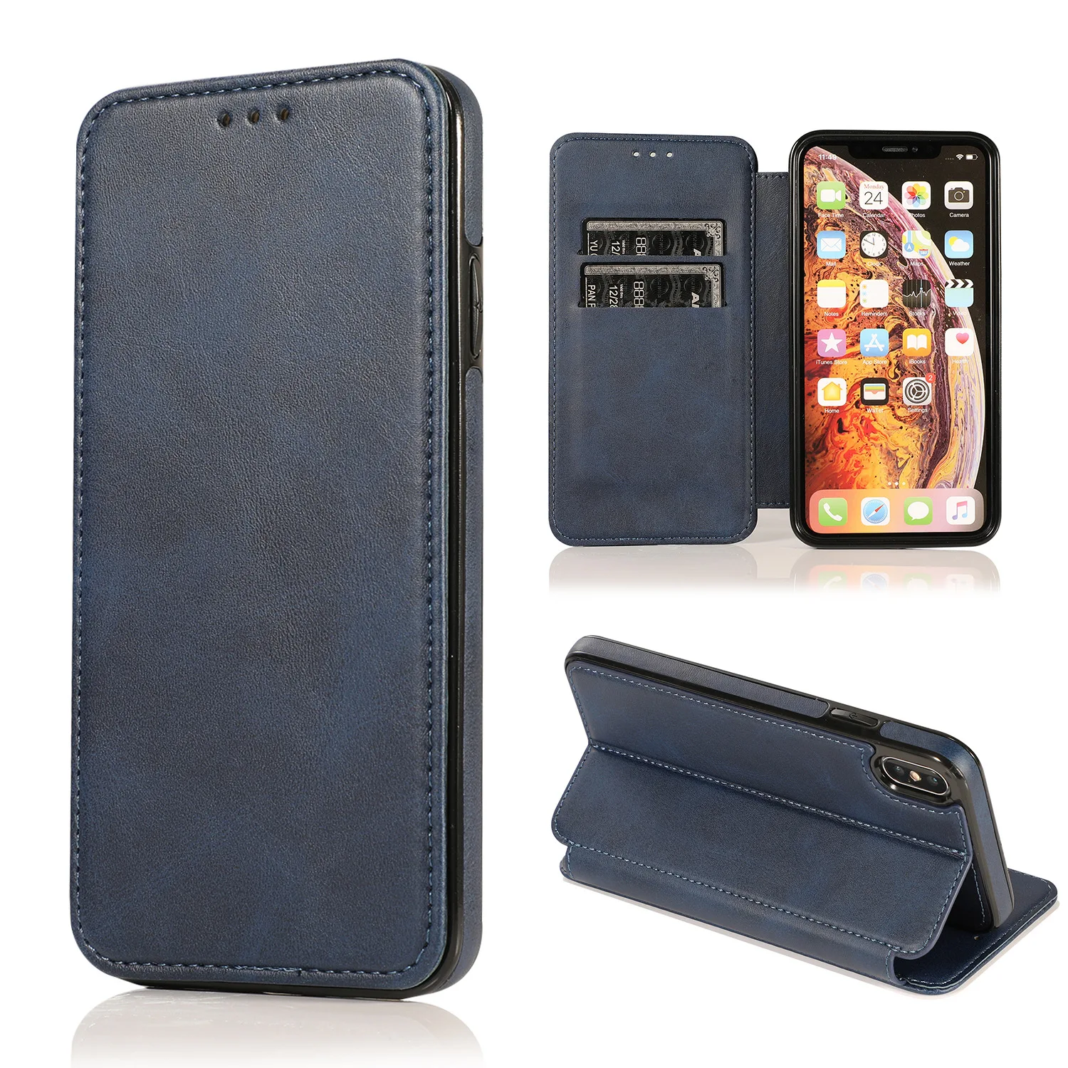 Card Wallet Leather Cell Phone Case Flip PU Mobile Back Cover For iPhone 8 7 6 6S Plus 13 14 Pro Max Case