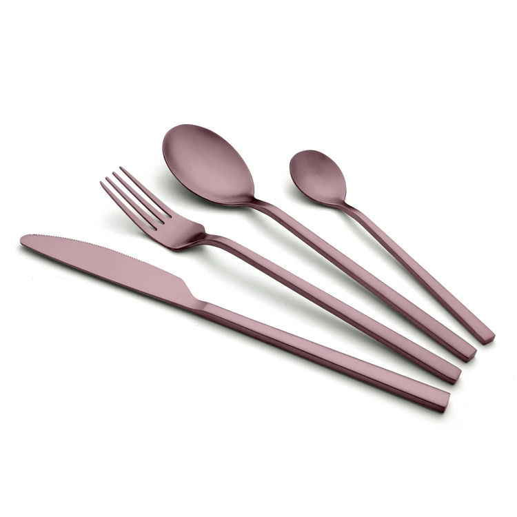 Cutlery Set Spoon Stainless Steel 18/10 Plated Flatware Metal Black Cutlery