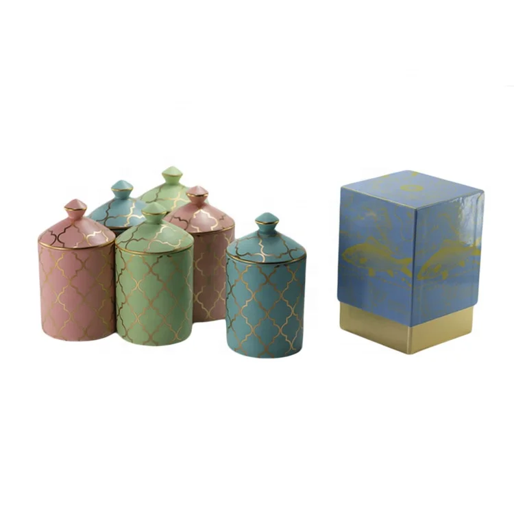 Лидер продаж, керамическая банка для свечей, язычковый диффузор, подарочные наборы для свечей