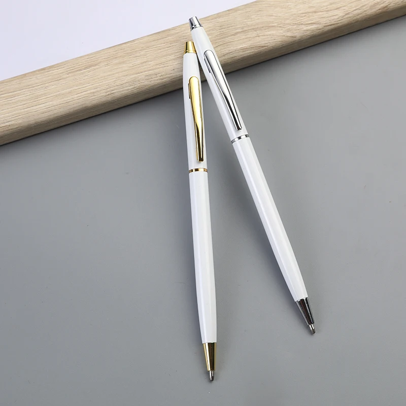 2024 China factory outlets metal ball pen fancy custom logo slim ball pen metal white black twist pen for hotel wedding
