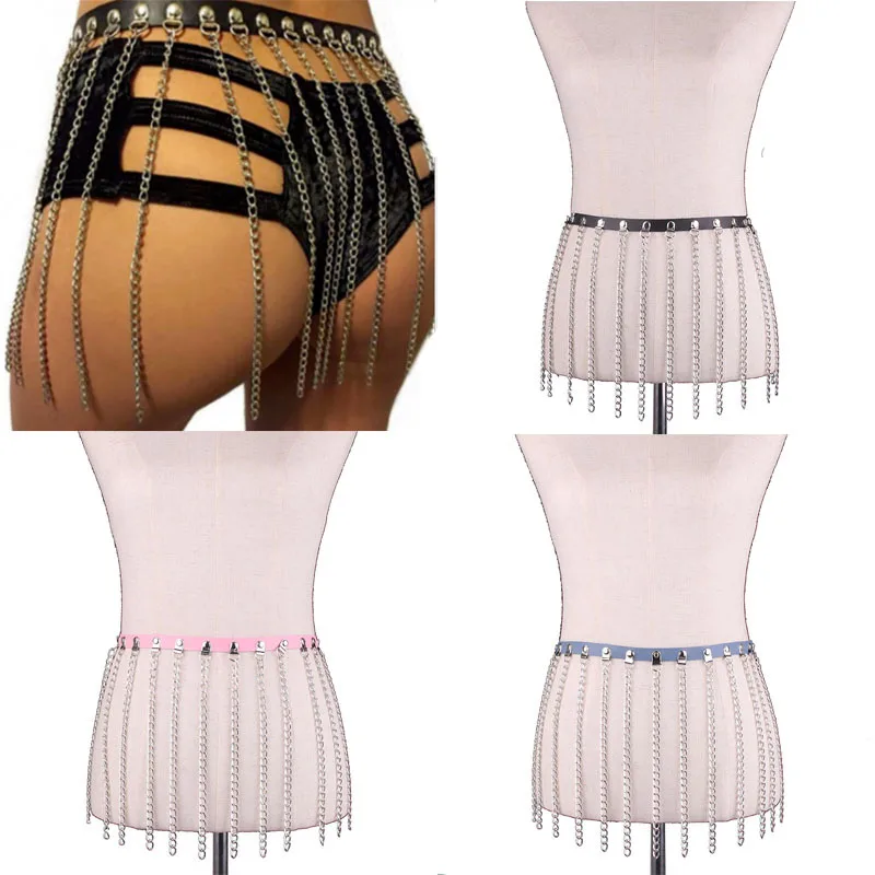 Готические ремни, Женский бондаж на бедро, ремешок из искусственной кожи на подтяжках, сексуальное женское белье, звеньевая цепь, ремень для чулок