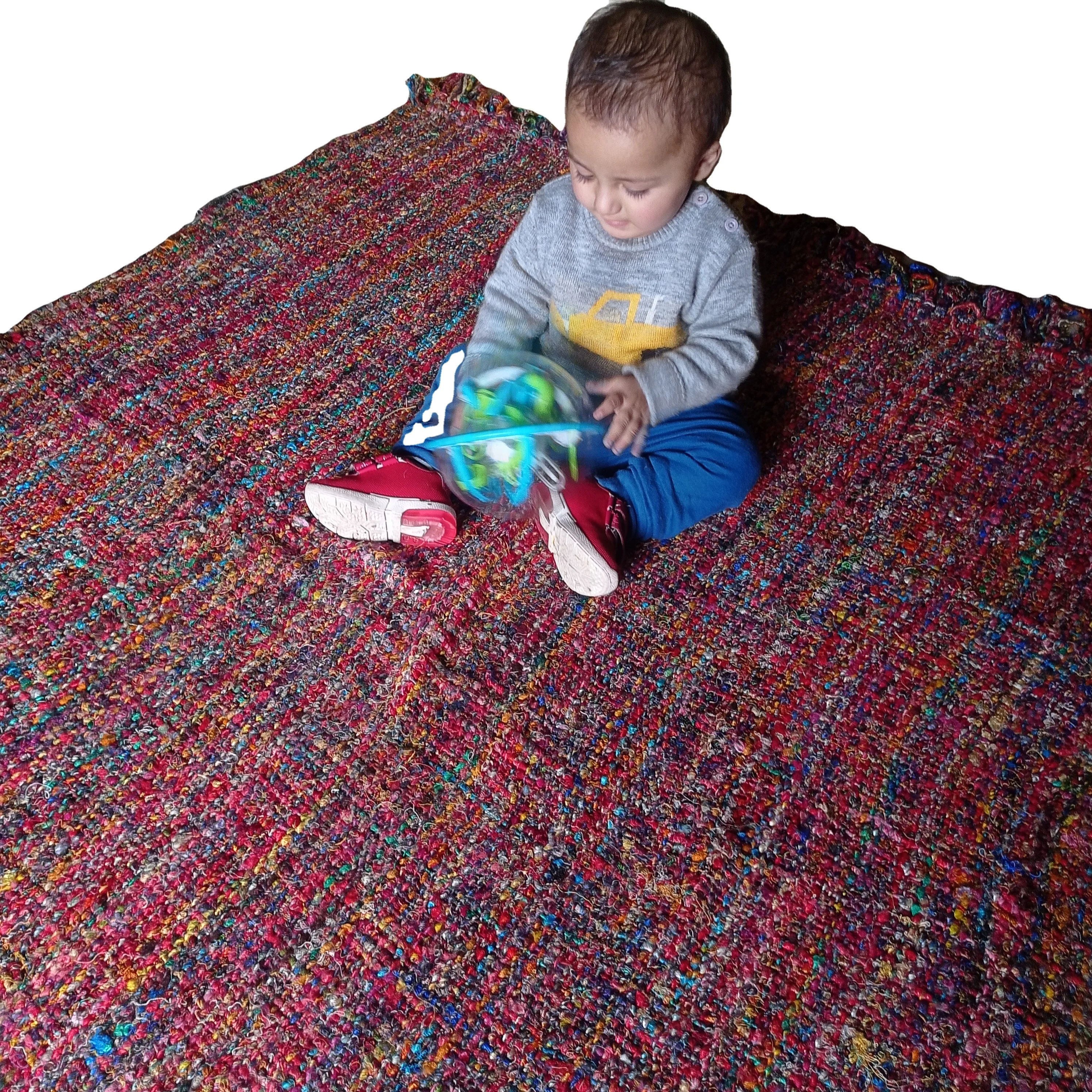 Customized echo friendly handloom 100% Recycled viscose super soft luxury Throw Blanket for indoor and outdoor Picnic Rugs Throw