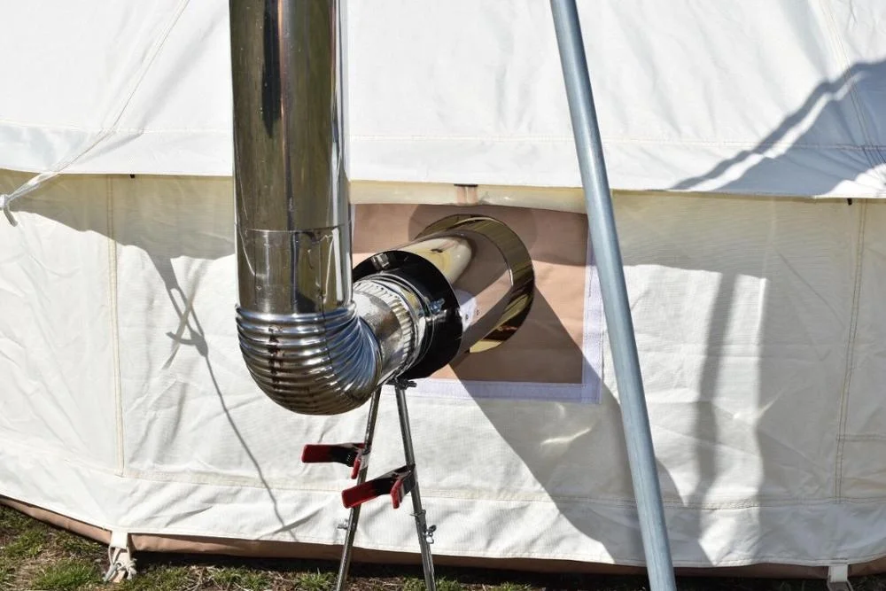 DANCHEL OUTDOOR Flame retardant Oxford fabric camping bell tent with double stove jacket, 10cm diameter hole