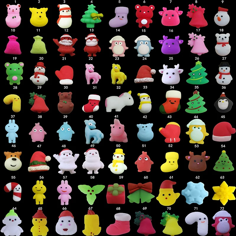 Christmas Stress Relief Mini Cute Kawaii TPR Soft Mochi Squishy Animals Squishy Fidget Toys For Kids