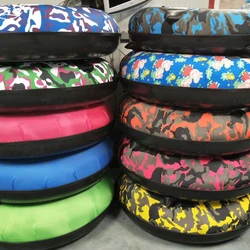 Heavy-Duty Portable Double Inflatable Sled, Camouflage Color Snow Tube with Shock Absorption Belt