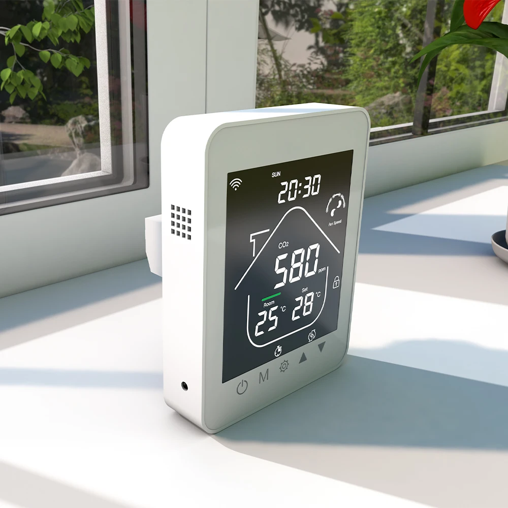 HVAC Systems Thermostat With CO2 and PM2.5 display fan coil unit controller RS485 modbus thermostat