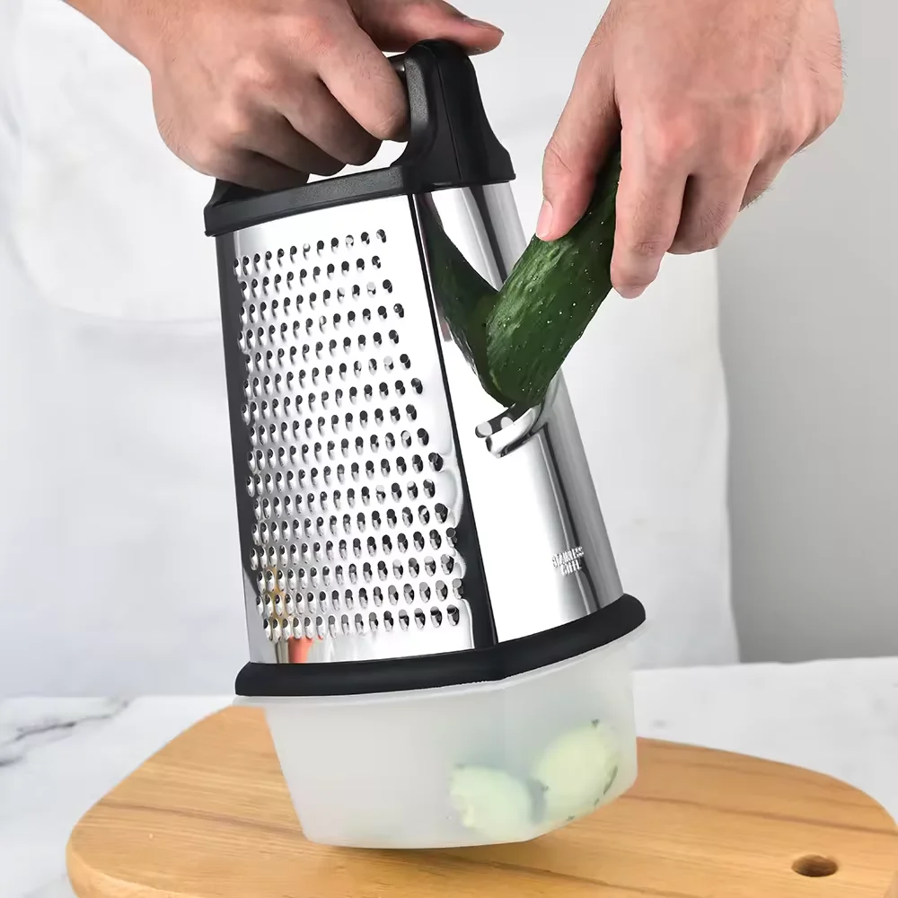 Multi-functional Stainless Steel 4 Sided Food Vegetable Grater Cheese Box Grater