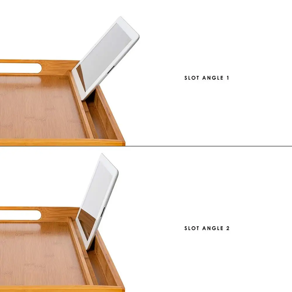 Folding Bamboo Wooden Bed Computer Table Tray Breakfast Serving Table Lap Tray Customized Logo