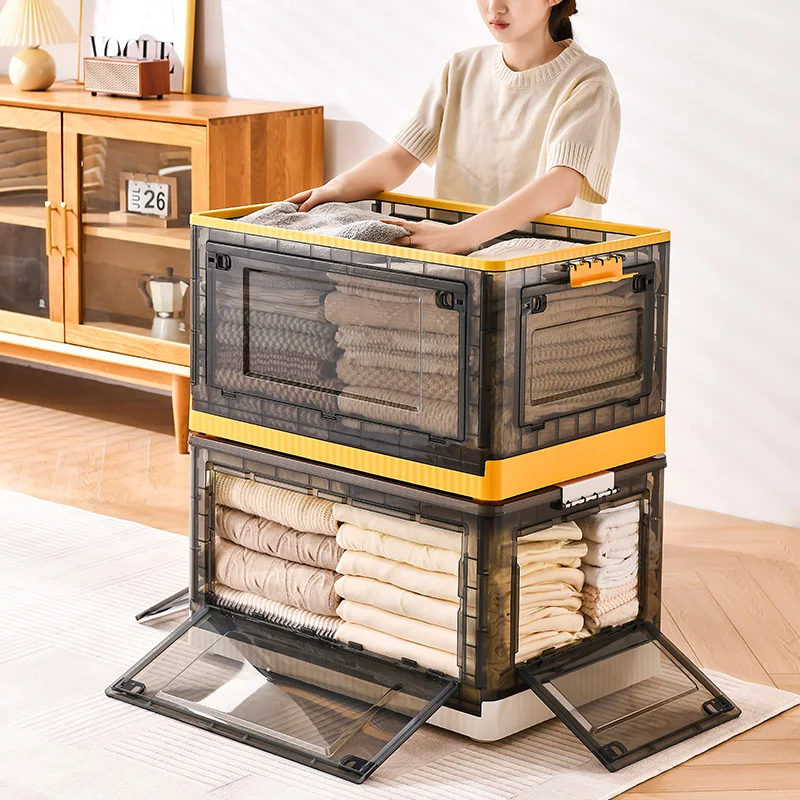 Five Doors Open Toys Organizer Stackable Collapsible Detachable With Lid Plastic Foldable Storage Box