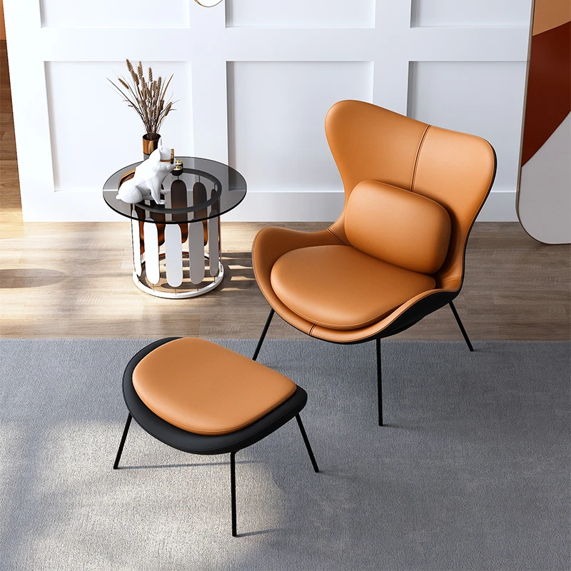 Modern fashion single sofa chair with foot Nordic leather designer light luxury balcony lazy lounge chair