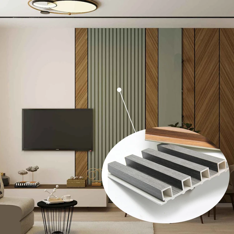 Hot Sale Decorative Material TV Background WPC Fluted Wall Panel For Indoor