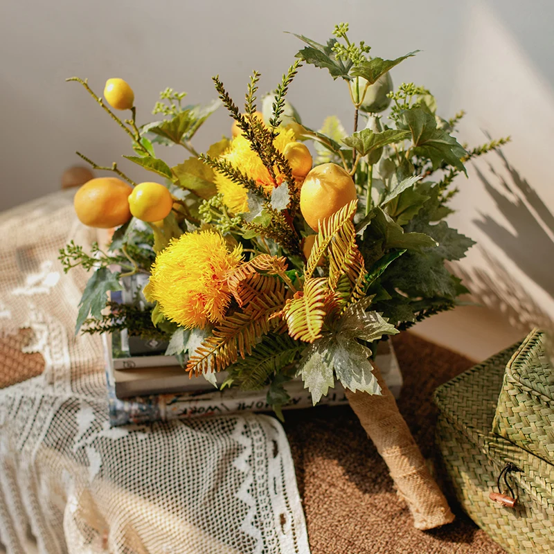 Lemon Branch Flower  Set Home Artificial  Decoration Flower Handmade Artificial Flower Bunch