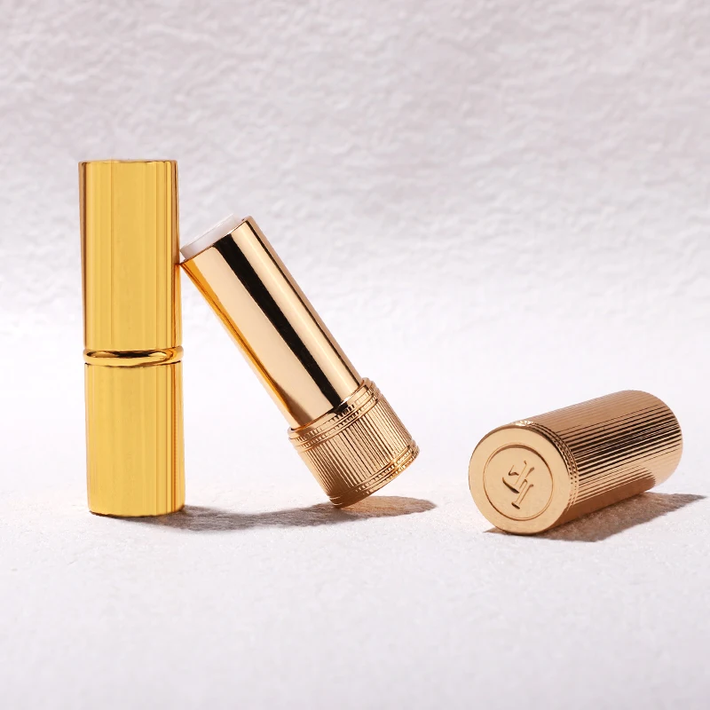 Wholesale round magnet gold 2.8g-3.2g   aluminum magnetic packaging lipstick tube lip balm cosmetic container