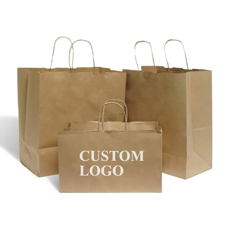 Giant extra large wide base square bottom gift bags catering pizza block bottom paper bag with cut out patch handle