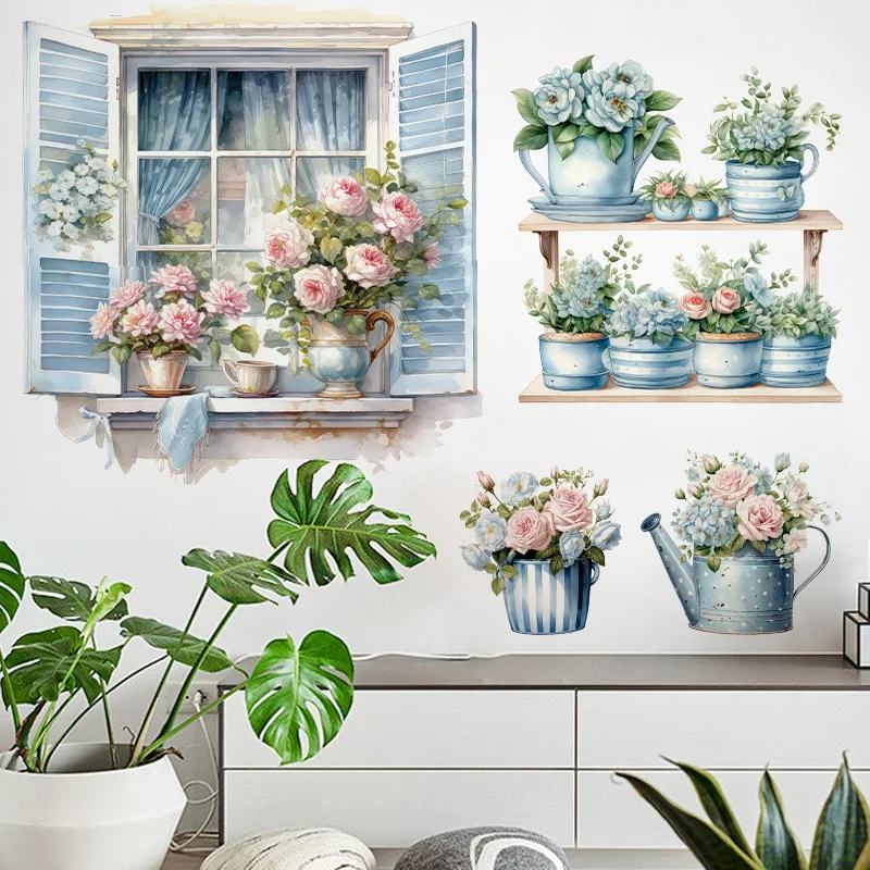 tropical plant wall stickers green big leaves with colored butterflies wallpaper self adhesive wall mural modern home decor