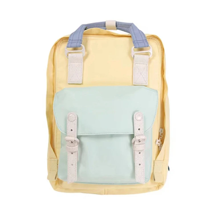 manufacture custom yellow printed personalized brand nylon back pack bag cheap school book backpack with logo for teenage