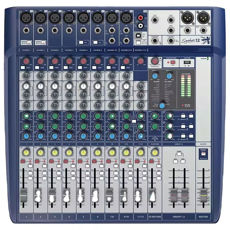 Soundcraft Signature 12 Sound Mixer Soundcraft Mixer 12 Channel with FX USB Recording Sound System for Stage/Concert