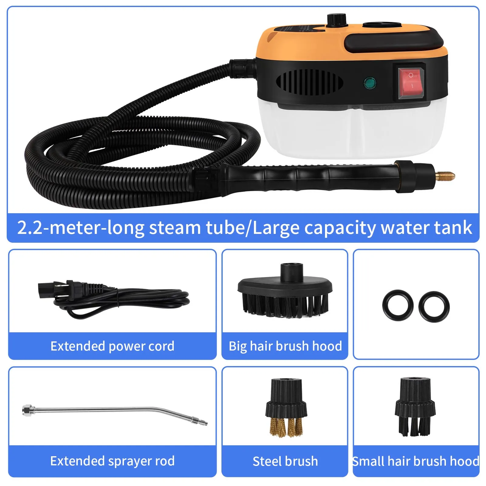 2500W Portable Steam Cleaner High Temperature Sterilization Pressure Jet Washer Machine for Home Car Kitchen Air Conditioner