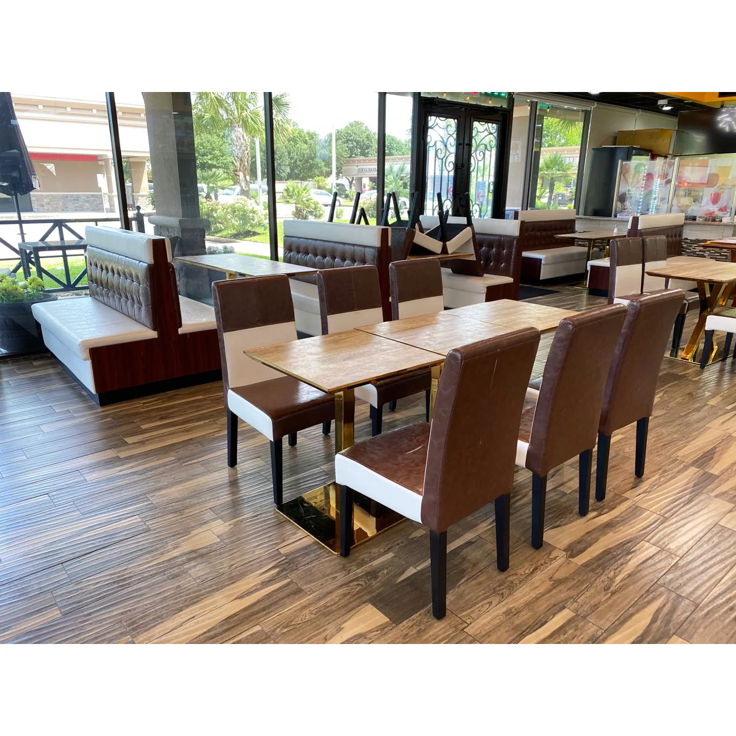 leather booth fast food restaurant booth seating (FOH-CBCK26)