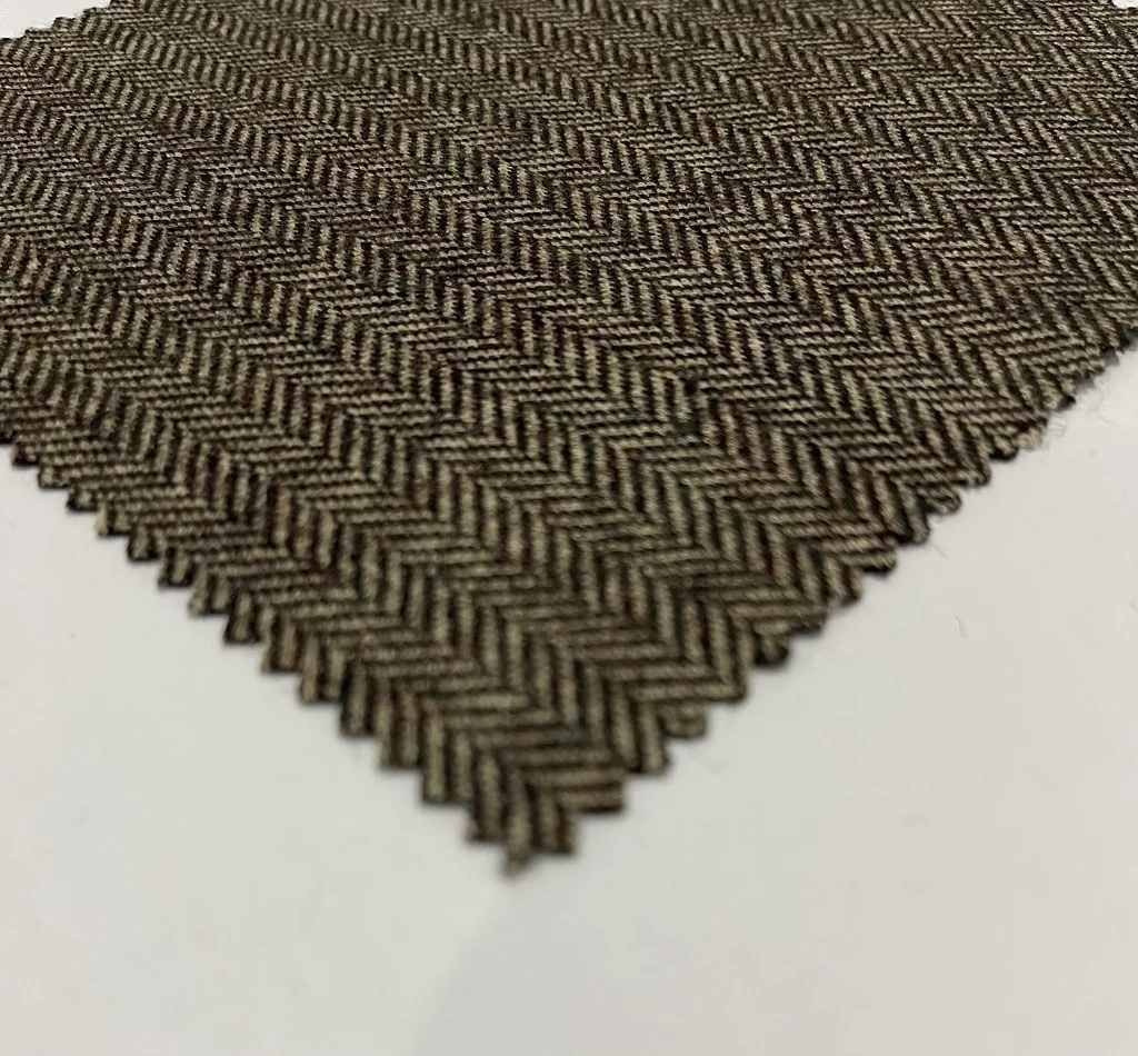 Brown Yellow Herringbone Jacquard Polyester Wool Cotton Knitting Fabrics For Garments ZY029-1