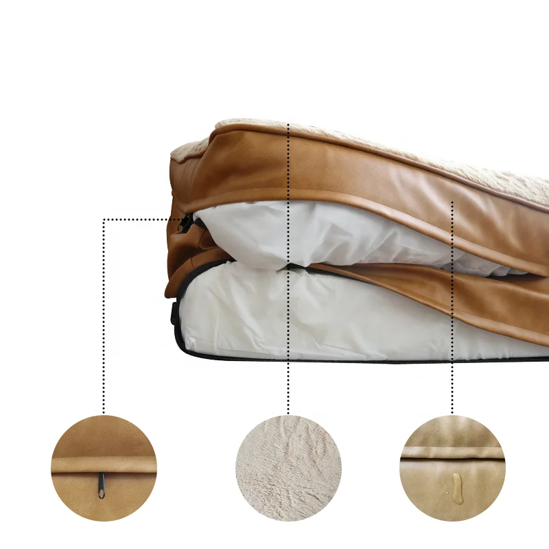 wholesale custom leather waterproof cooling Anti-scratch cloth canvas bed beds for dogs sofa bed sets