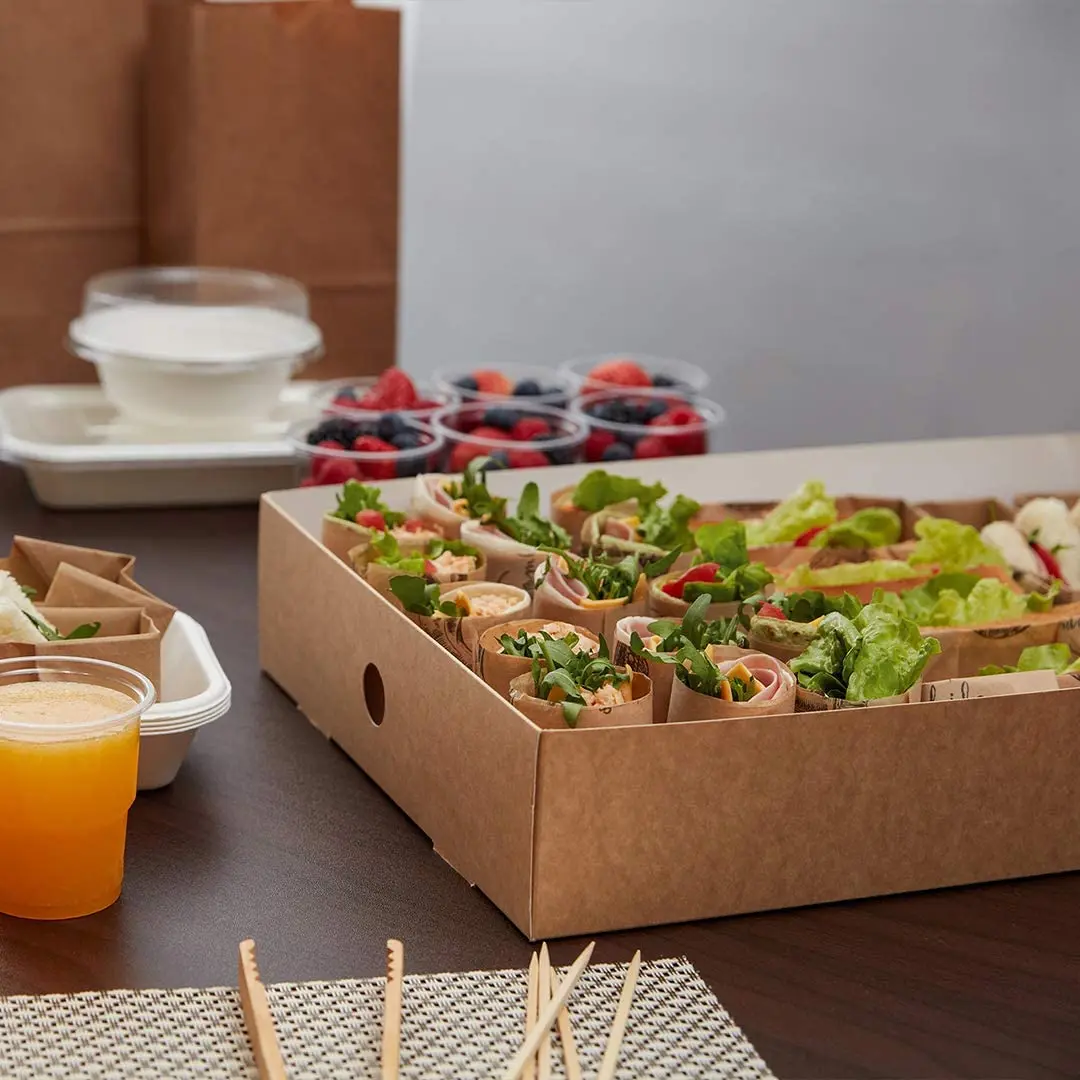 Resistant Insert For Catering Boxes - High Wall, Sturdy, Kraft Paper Insert For Catering Food Containers, Trays Sold Separately