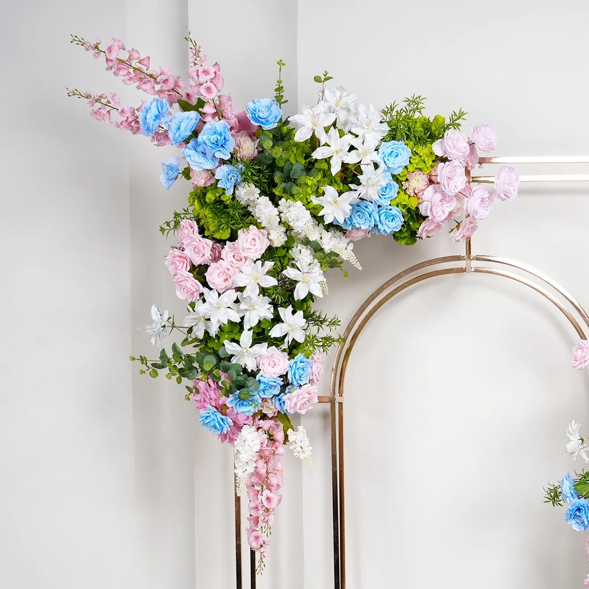 Silk Flower Arrangement Supplies Backdrop Pink Blue Artificial Hanging Flowers