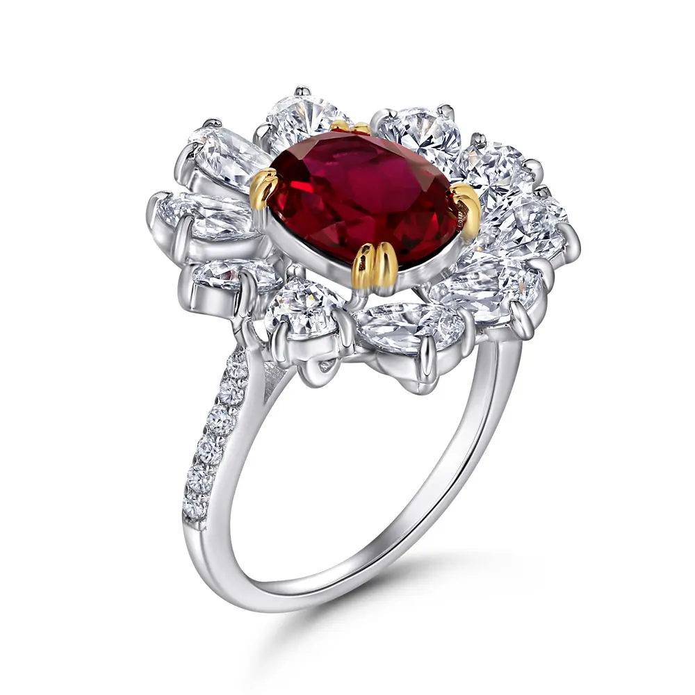 SKA Jewelry Factory Stock Women Ring Engagement Party 925 Sterling Silver High Carbon Dril Color Stone Ring