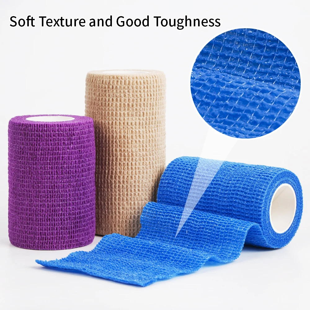 Self-Adhesive Medical Tape (2 inch) - Pack of 12 - Cohesive Bandage Wrap Rolls - Waterproof Athletic Tape - Self Adhesive