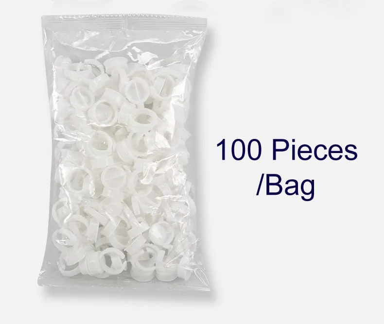 100Pcs Disposable Microblading White Ring Tattoo Ink Cup Tattoo Pigment Holder Plastic Pigment Ring Cup