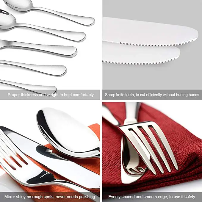 Large In Stock 20pcs Silverware Set Cutlery Kits Gold Tableware Set Stainless Steel Black Cutlery Set