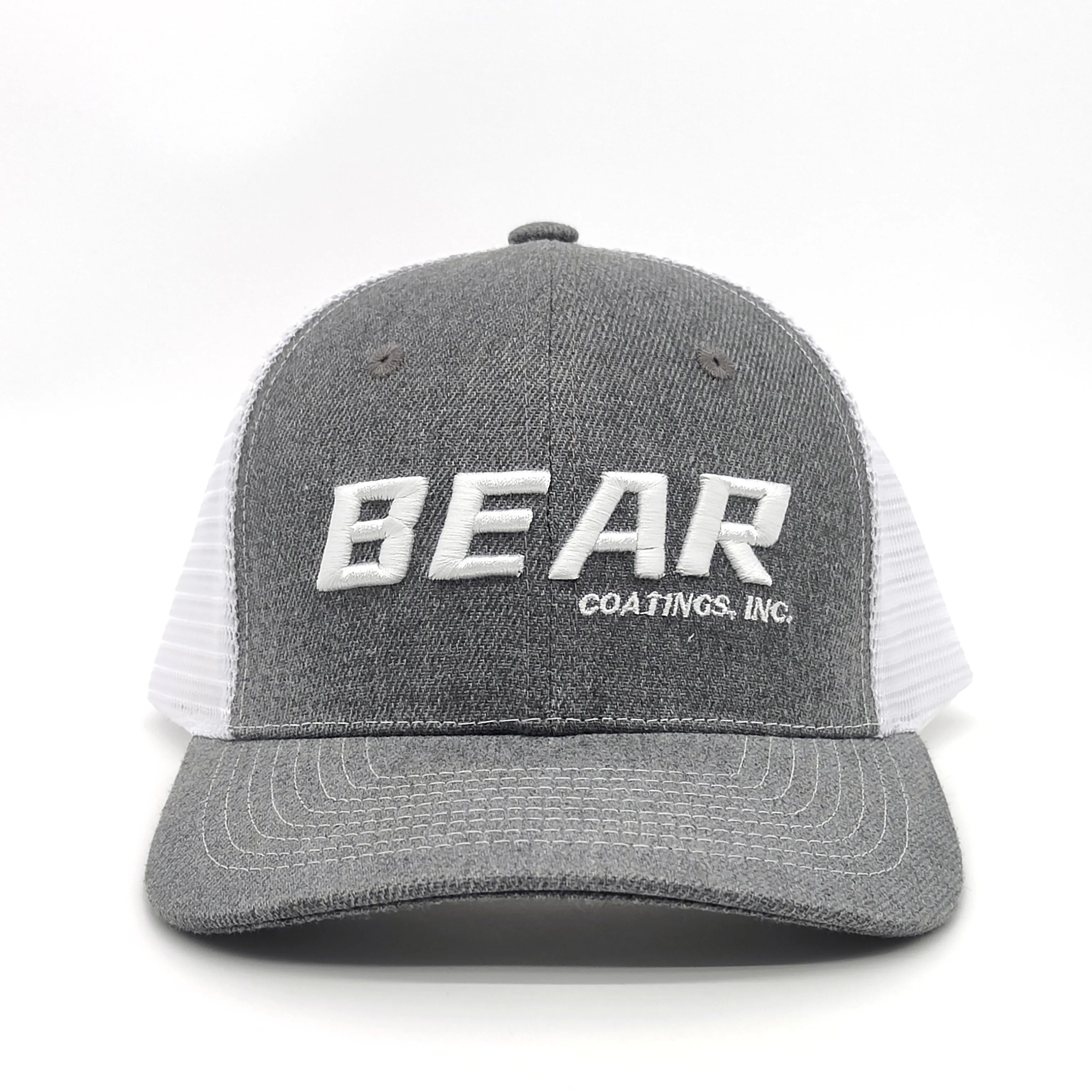 Wholesale Custom High Quality Richardson Style 6 Panel Heather Grey 3D Embroidery Model 112 Mesh Trucker Hat